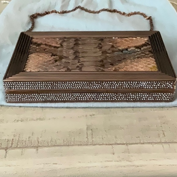 Judith Leiber Stunning Python and Metallic Leather Clutch/Handbag - Picture 3 of 16